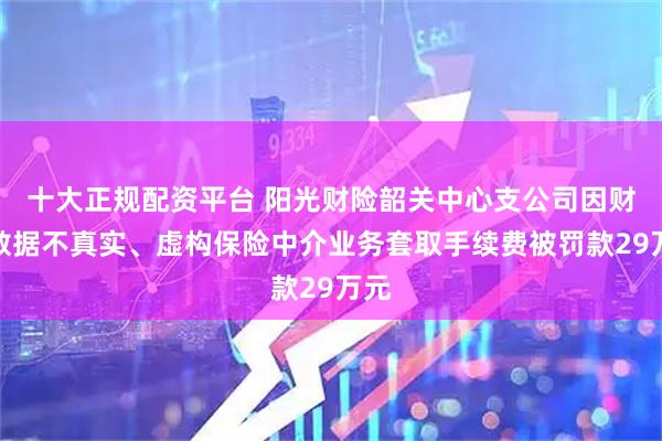 十大正规配资平台 阳光财险韶关中心支公司因财务数据不真实、虚构保险中介业务套取手续费被罚款29万元